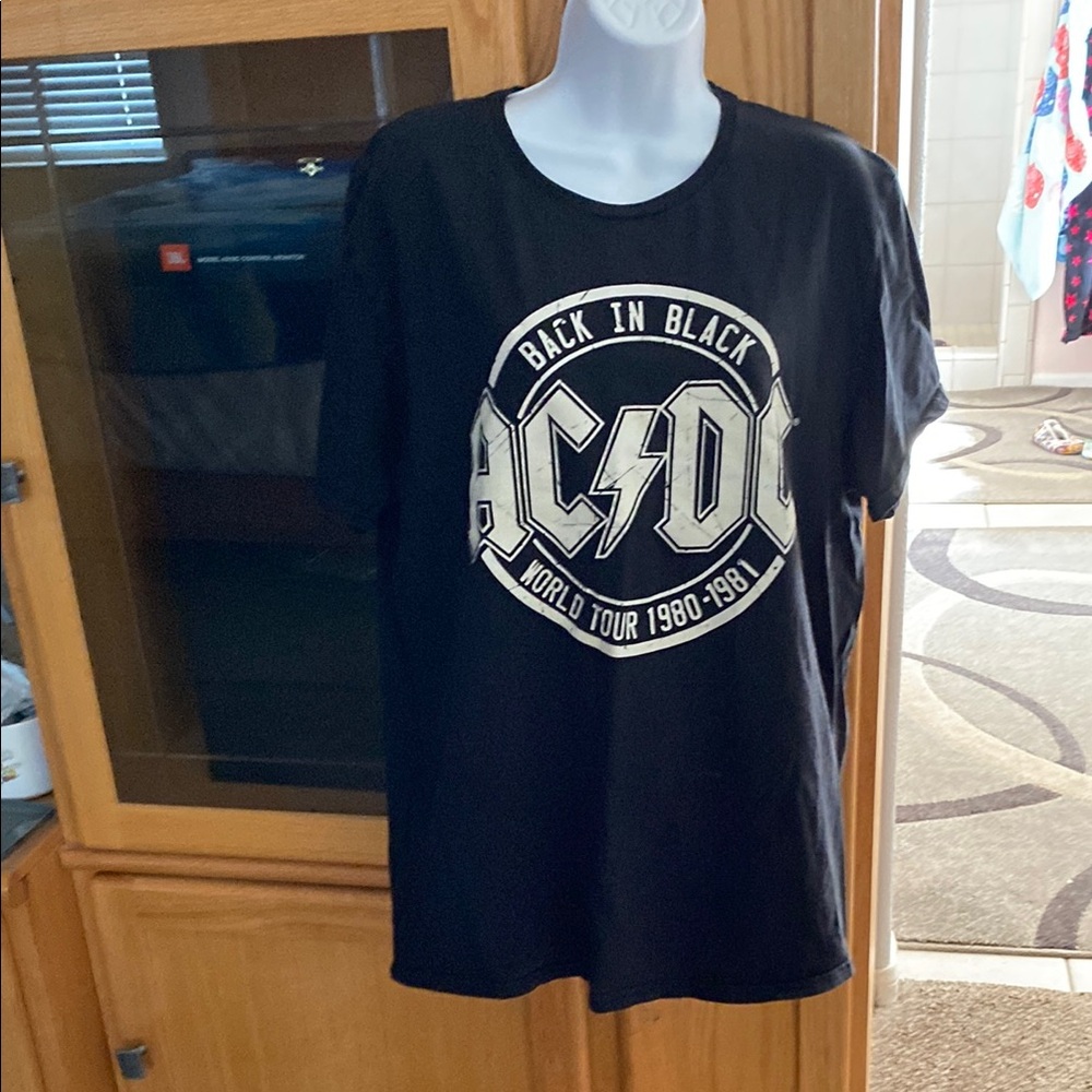 AC/DC Black Short Sleeve Tee with Classic Rock Logo